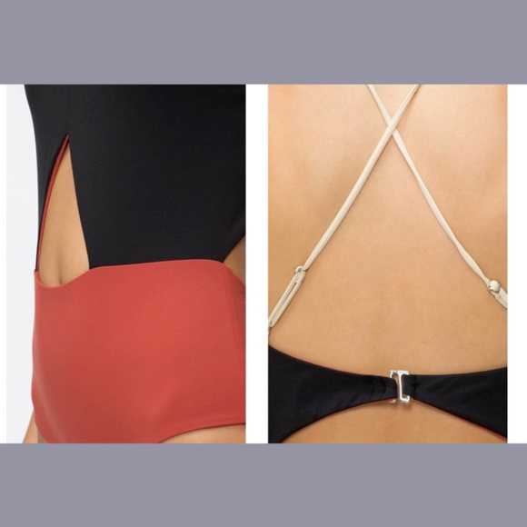 NWT TAVIK‎ [ XS ] Lela Colorblock Cut-Out One Piece Swimsuit in Rust/ Black - Picture 3 of 13
